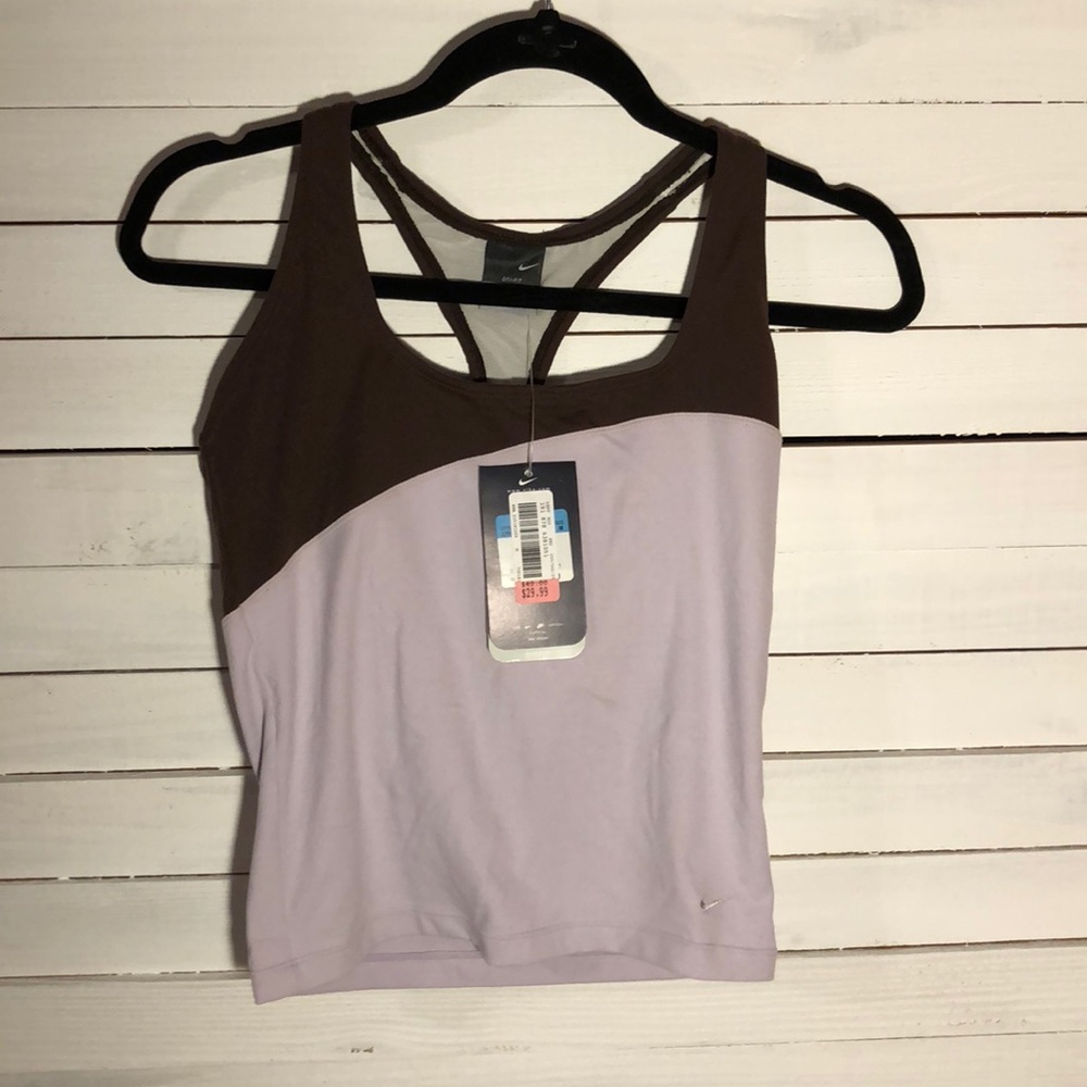 Light Pink and Brown Nike Dri-Fit Yoga Tank Top
